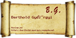 Berthold Györgyi névjegykártya